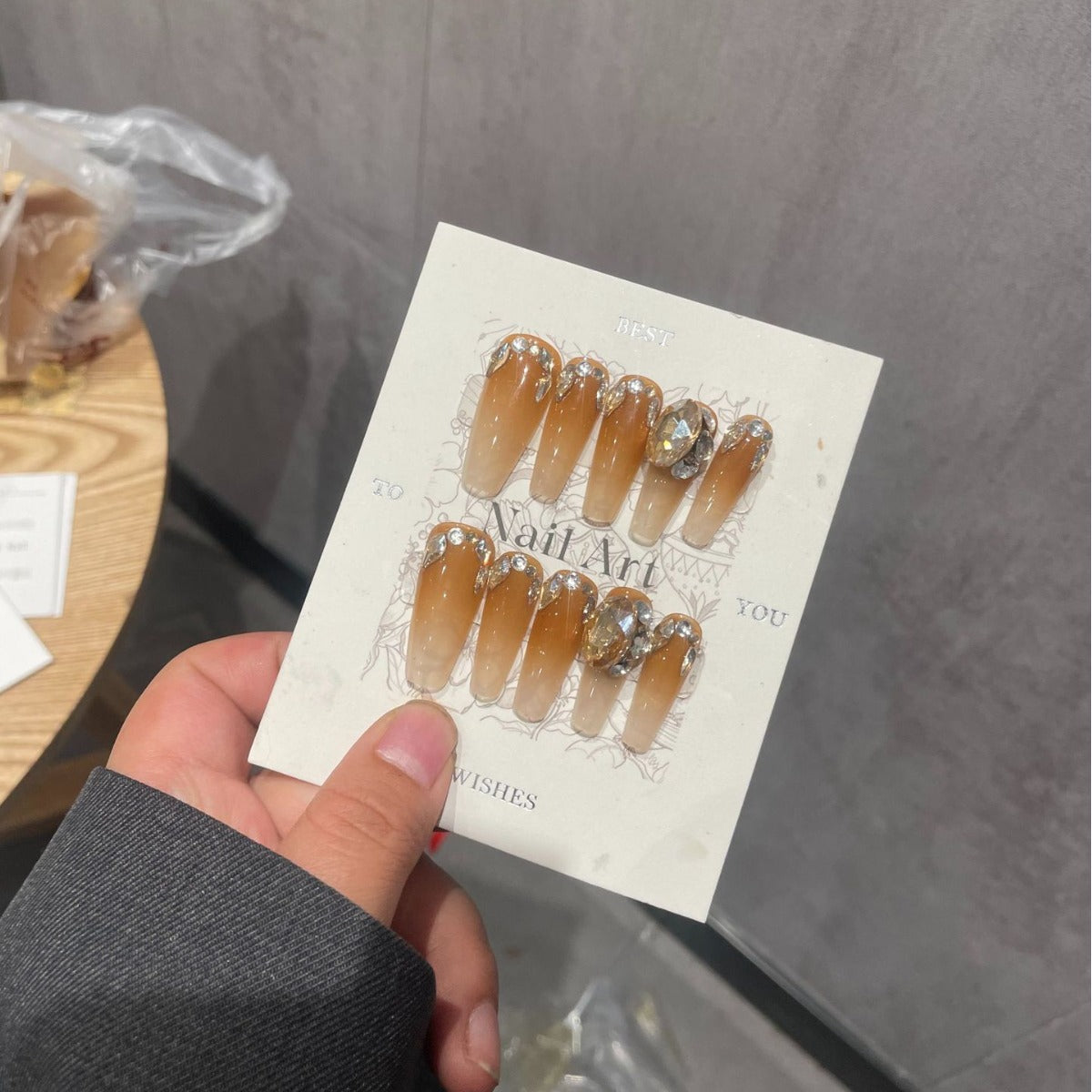 H282 Coffee colored helmets HANDMADE NAIL