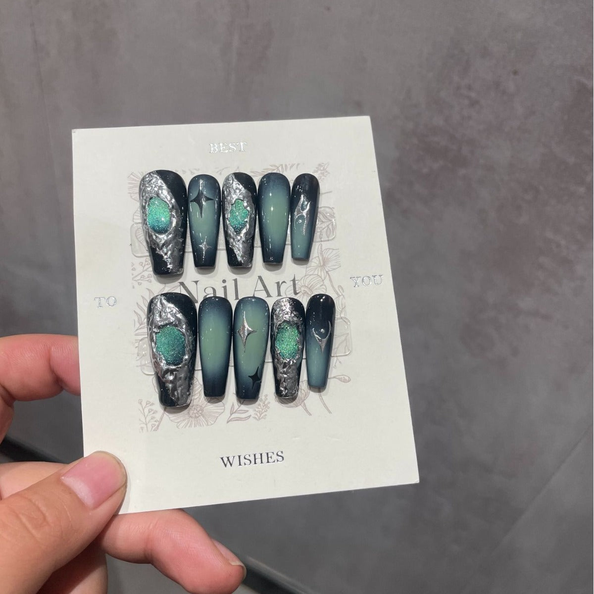 H281 Liquid y2k heavy metal wind cat's eye HANDMADE NAIL