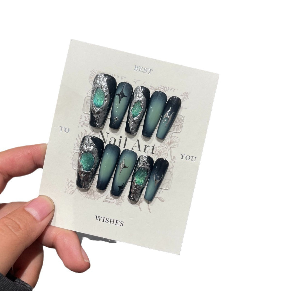 H281 Liquid y2k heavy metal wind cat's eye HANDMADE NAIL