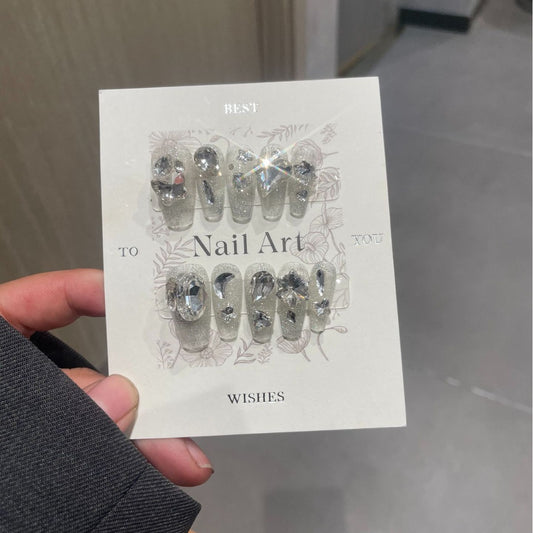 H280 Broken diamond sparkling HANDMADE NAIL