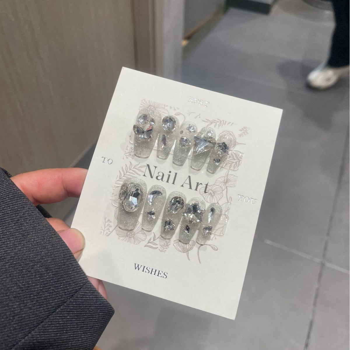 H280 Broken diamond sparkling HANDMADE NAIL