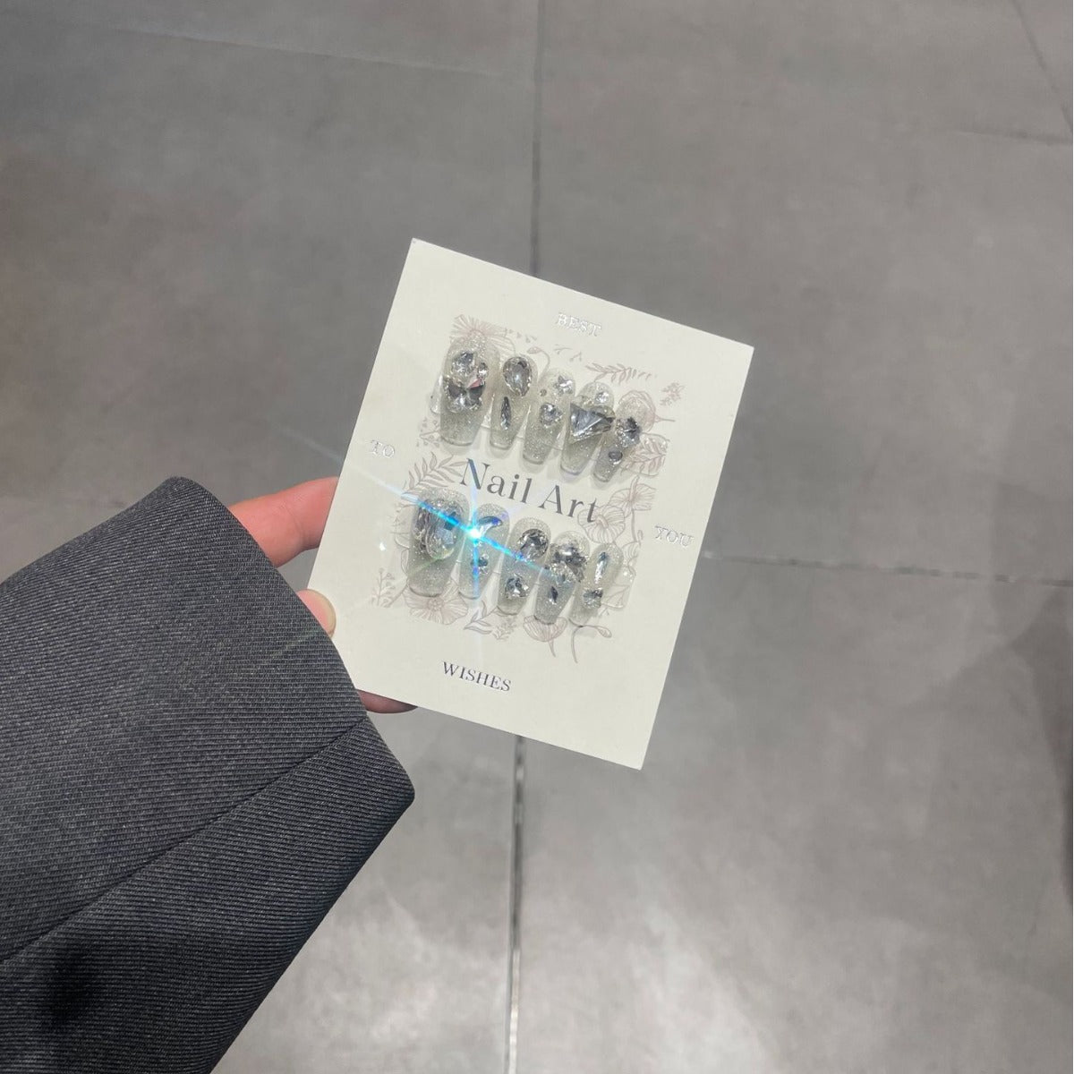 H280 Broken diamond sparkling HANDMADE NAIL