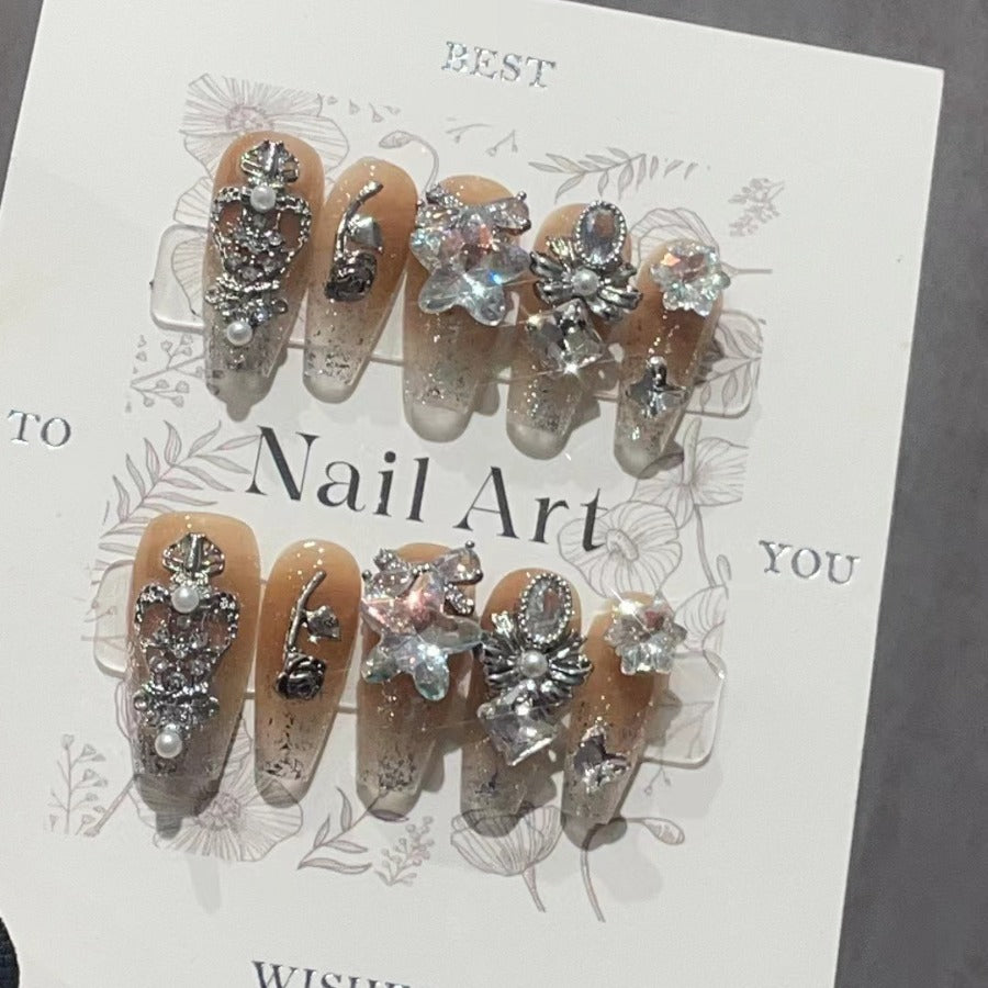 H279 Autumn and winter coffee color scheme HANDMADE NAIL