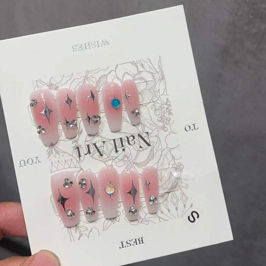 H278 Girl's Heart Daily Star Eye  HANDMADE NAIL