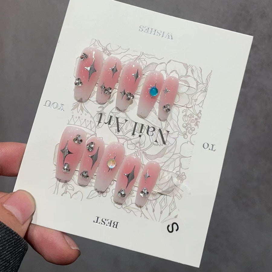 H278 Girl's Heart Daily Star Eye  HANDMADE NAIL