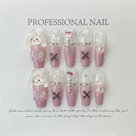 H112 Cinnamon FRENCH TIP HANDMADE NAIL