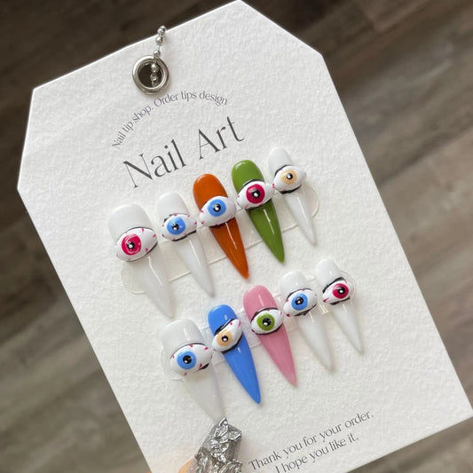 H114 HALLOWEEN EYES HANDMADE NAIL