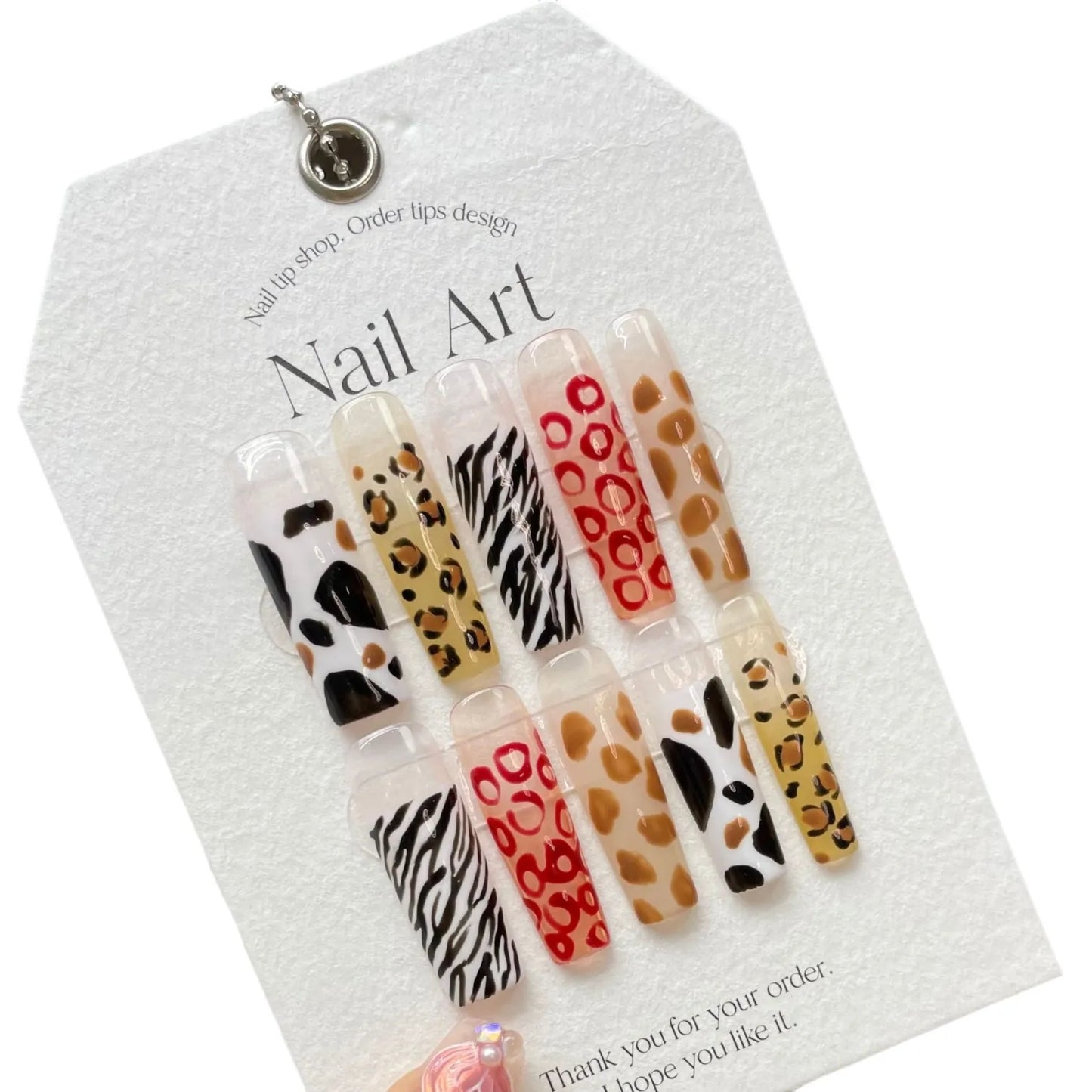 H116 FRENCH PATTERNED HANDMADE NAIL
