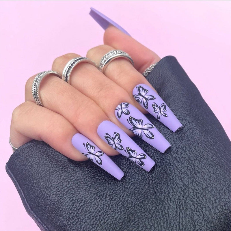 L20 MISTRY PURPLE BUTTERFLY LONG NAIL