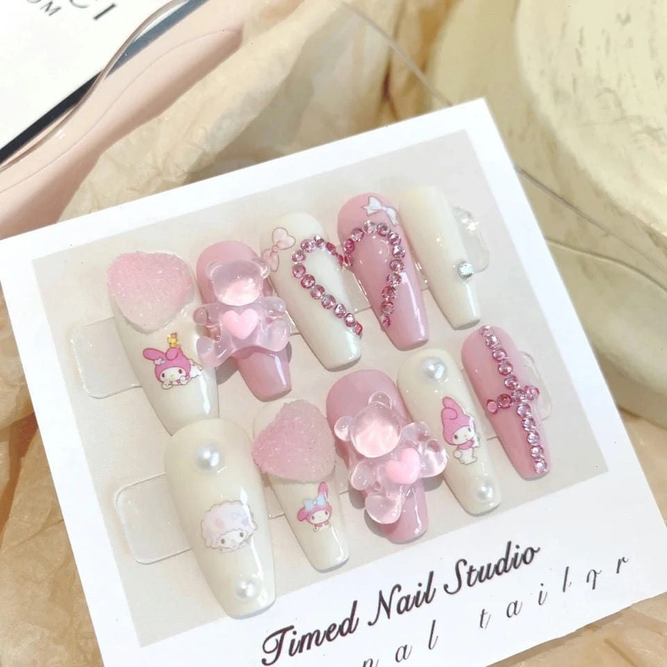 H170 MOLODY GIRL HEART HANDMADE NAIL