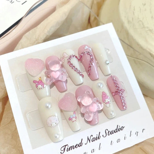 H170 MOLODY GIRL HEART HANDMADE NAIL