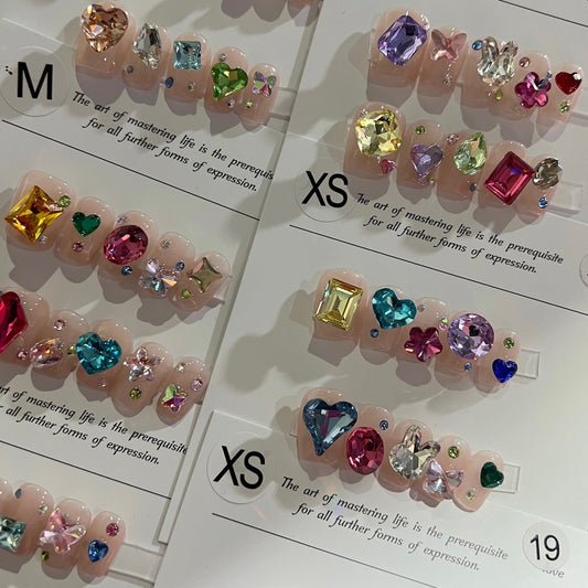 H194 LITTLE MONKEY GLITTER COLORFUL DIAMOND HANDMADE NAIL