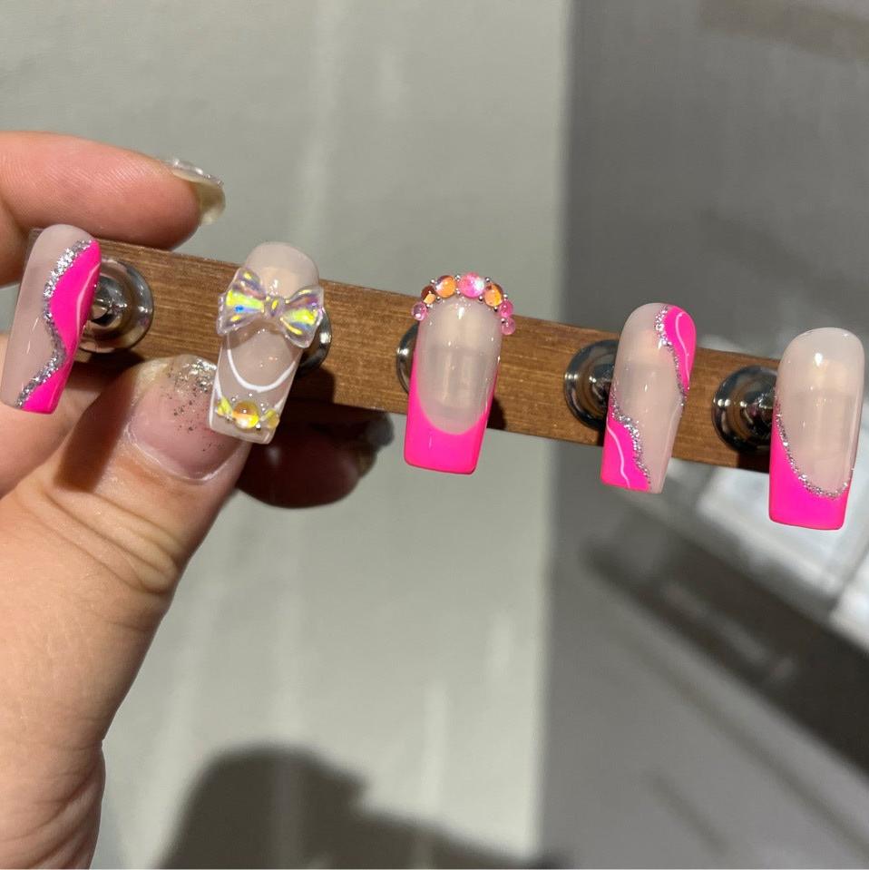 H171 FlashMAGIC MIRROR PINK EXPLOSION HANDMADE NAIL