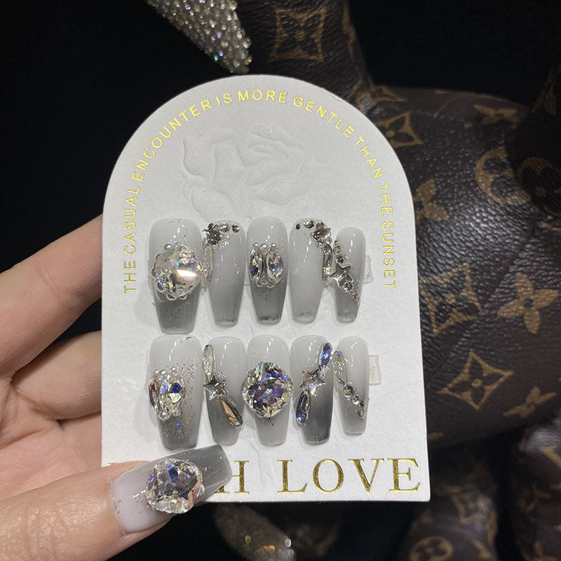 H22 DIAMOND ELEGANT WHITE TEMPERAMENT HANDMADE NAIL