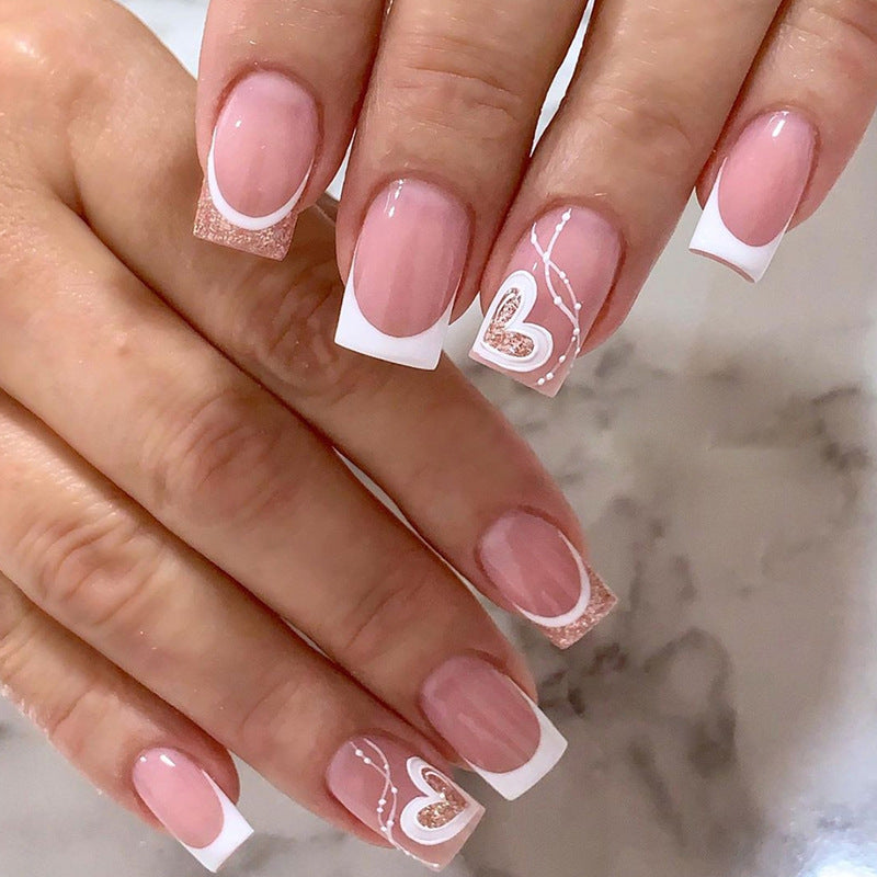 S8 LOVE HEART FENCH SHORT NAIL