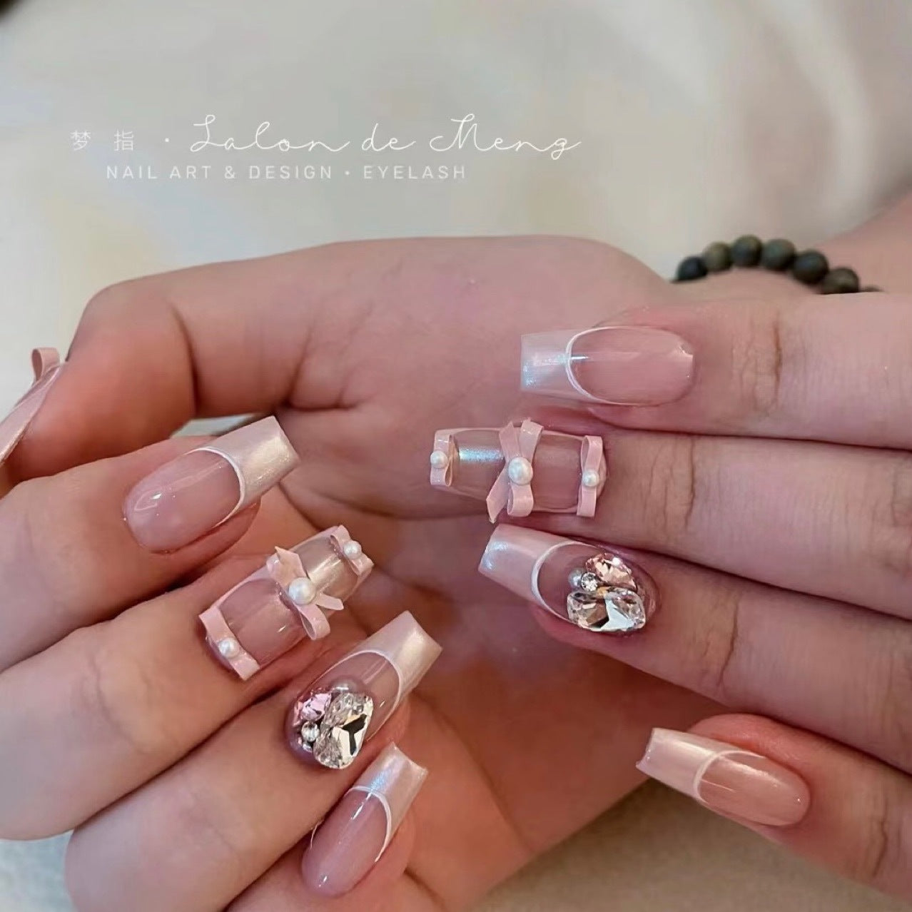 H129 BALLET SHOES BOW HANDMADE NAIL