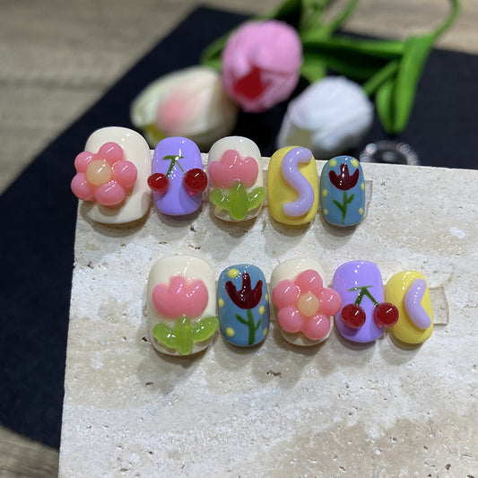 H32 SUMMER PINCHING TULIPS HANDMADE NAIL