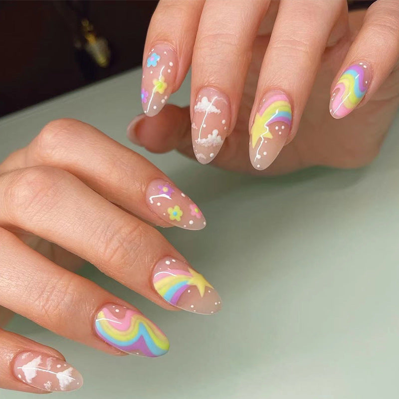 S15 RAINBOW STARS CLOUD SHORT NAIL