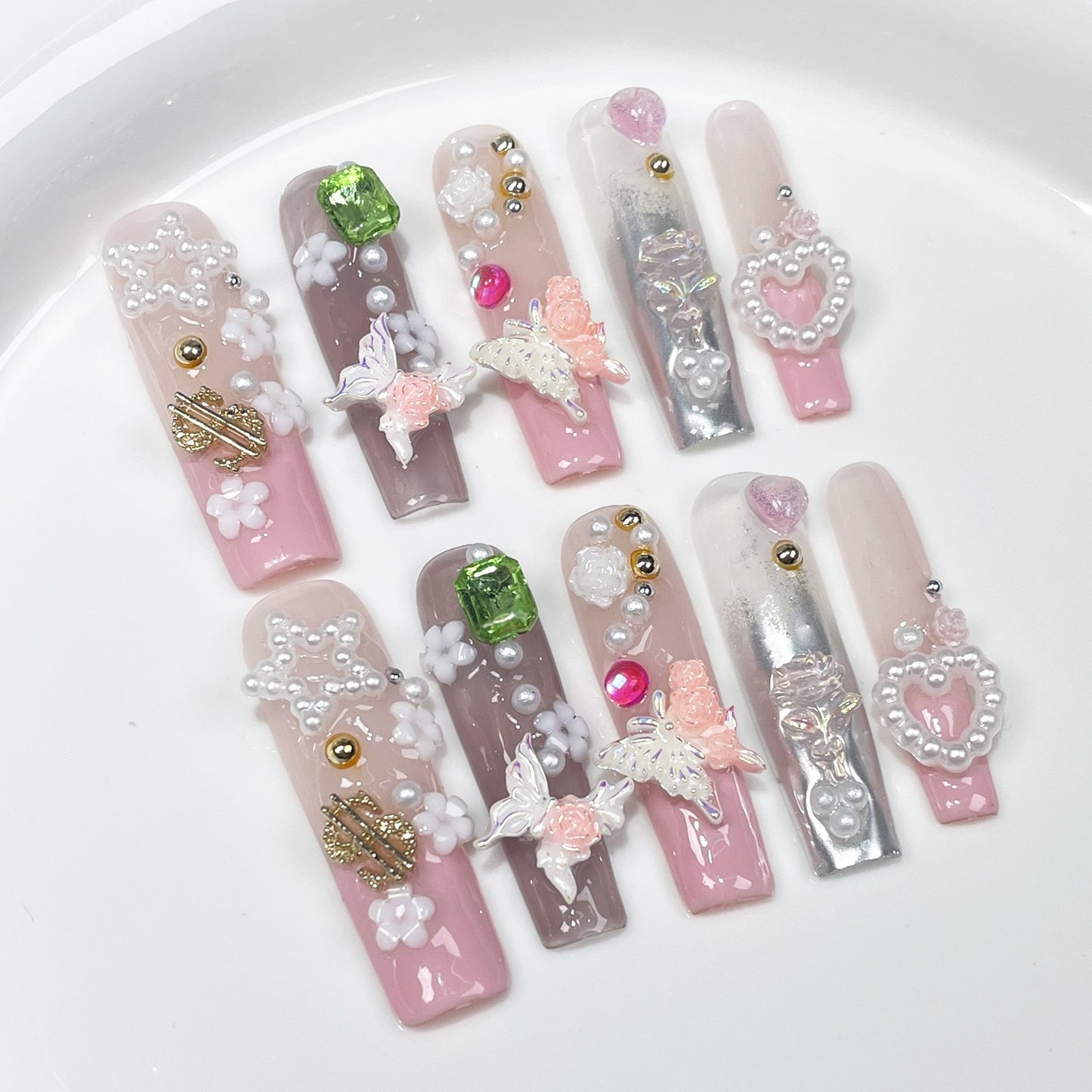 H231 Sky City Cloud Butterflies HANDMADE NAIL