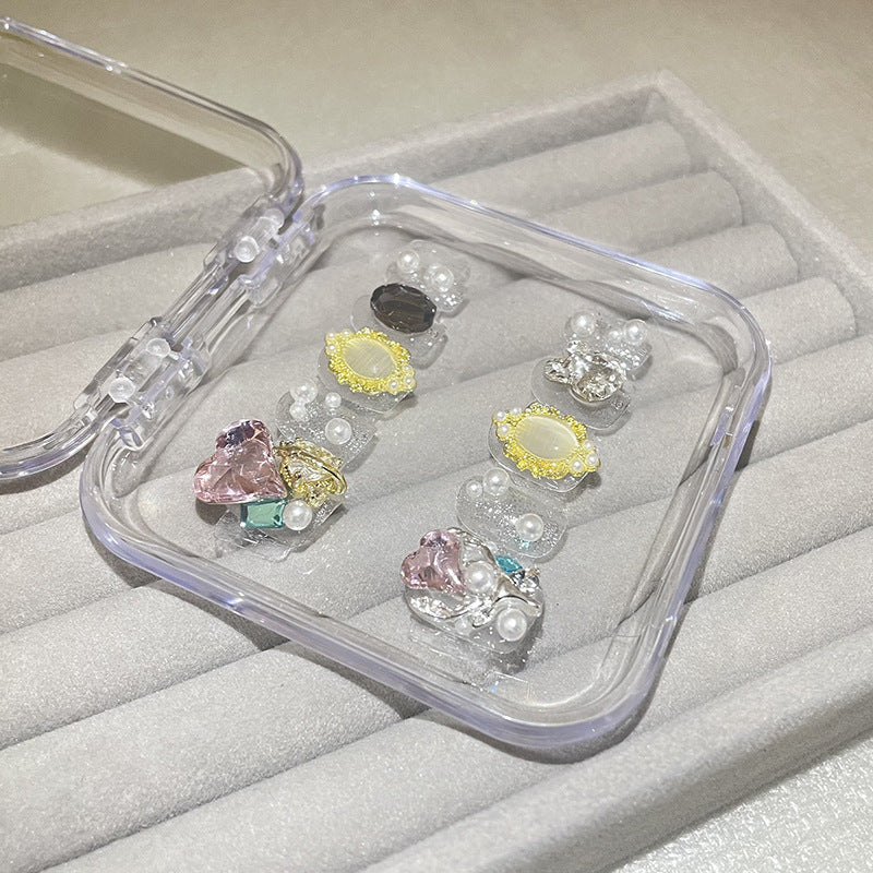 H37 TRANSPARENT CRYSTAL PEARLS HANDMADE NAIL