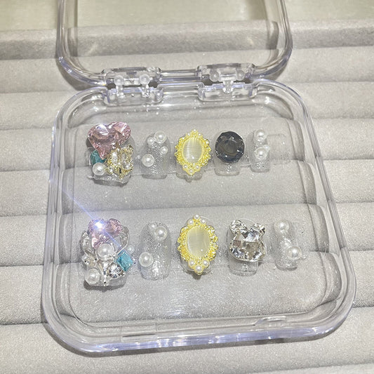 H37 TRANSPARENT CRYSTAL PEARLS HANDMADE NAIL