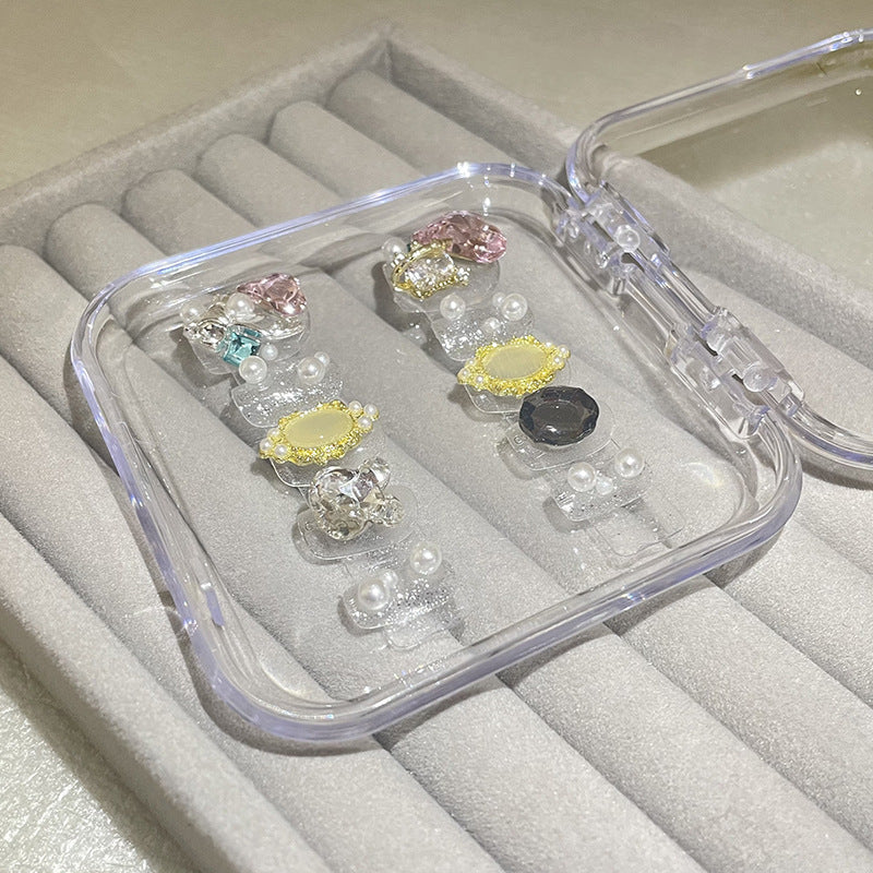 H37 TRANSPARENT CRYSTAL PEARLS HANDMADE NAIL