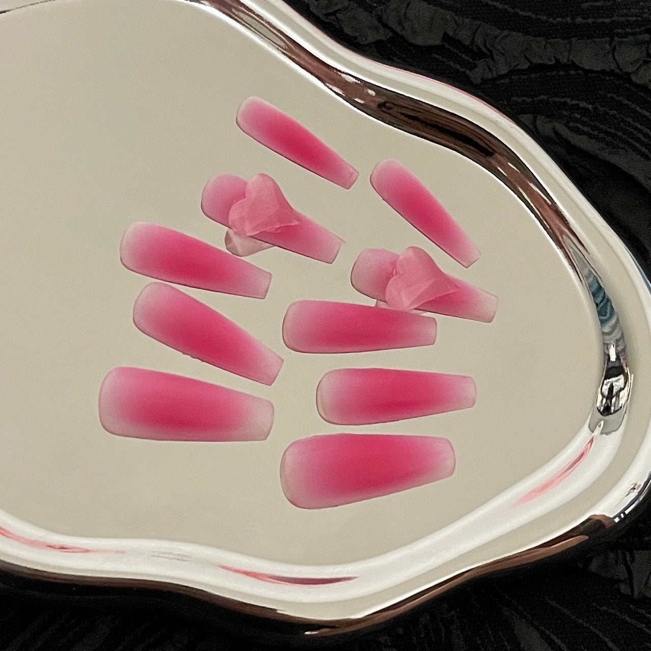 H206 HOT GIRLCAT EYE HEART DIAMOND HANDMADE NAIL