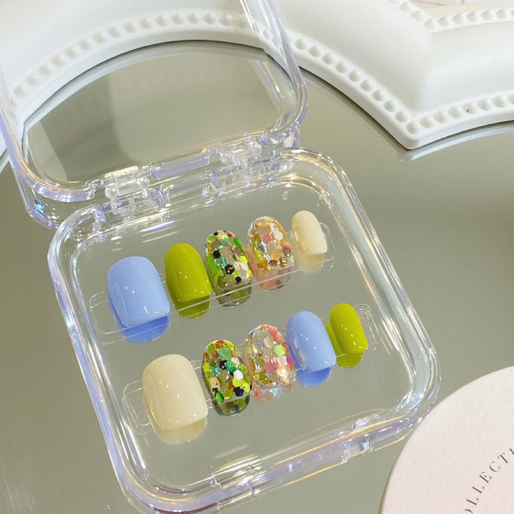 H132 SPRING/SUMMER EXCLUSIVE CONTRAST SEQUINS HANDMADE NAIL