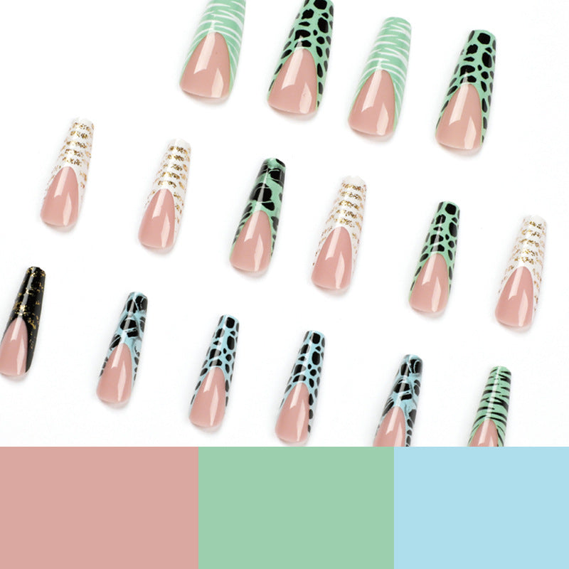 L28 RENDERING BLUE GREEN SPOTS LONG NAIL