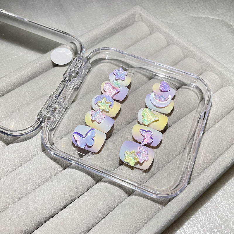 H58 RAINBOW STAR BUTTERFLY HANDMADE NAIL