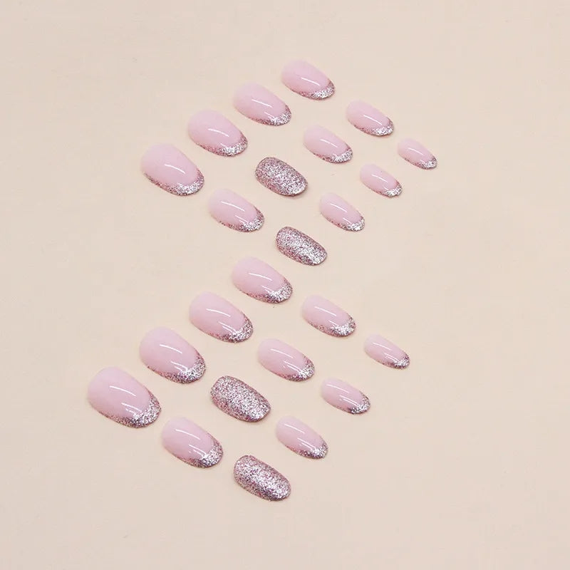 S4 PINK FRENCH ALMOND SHORT NAIL