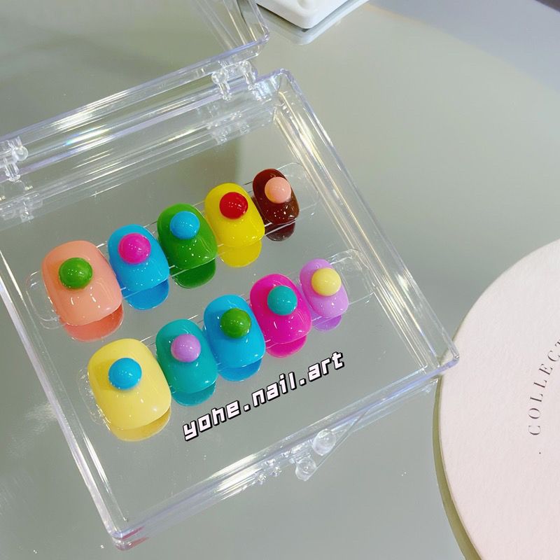 H150 LOVELY RAINBOW BEAN HANDMADE NAIL