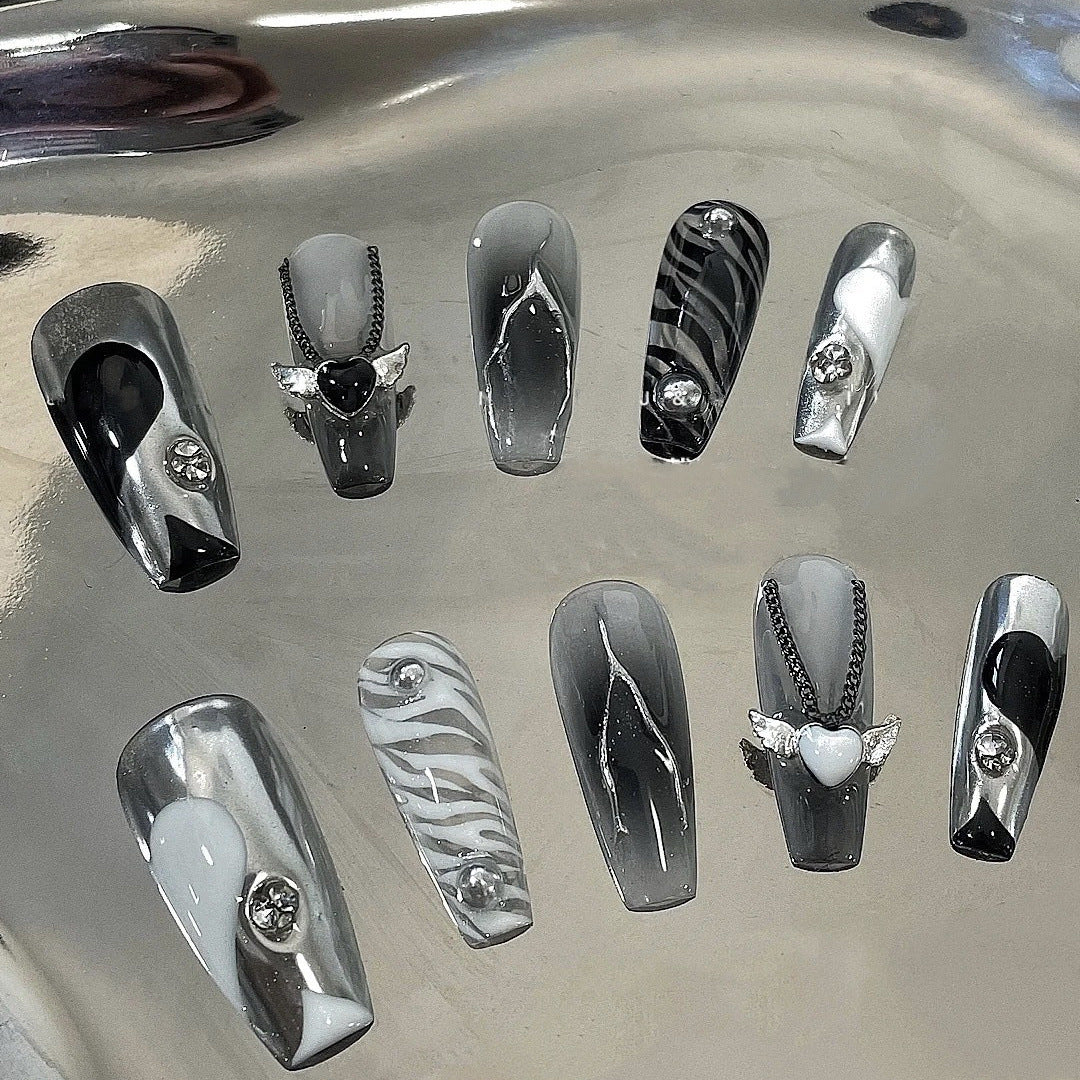 H184 GEMINI CHAIN MIRROR HANDMADE NAIL