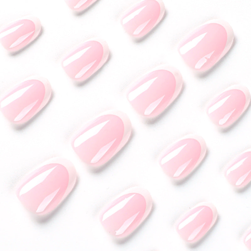 S31 FRENCH BABY PINK WHITE EDGE SHORT NAIL