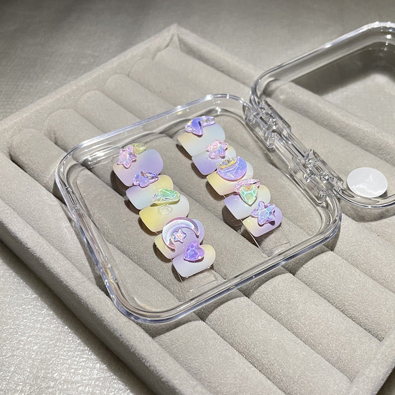 H58 RAINBOW STAR BUTTERFLY HANDMADE NAIL