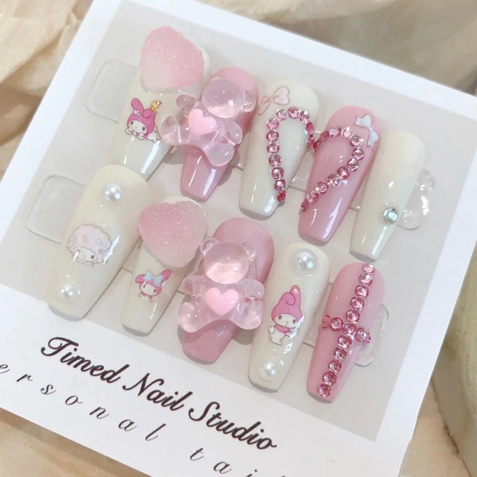 H170 MOLODY GIRL HEART HANDMADE NAIL