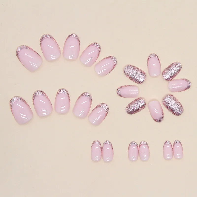 S4 PINK FRENCH ALMOND SHORT NAIL
