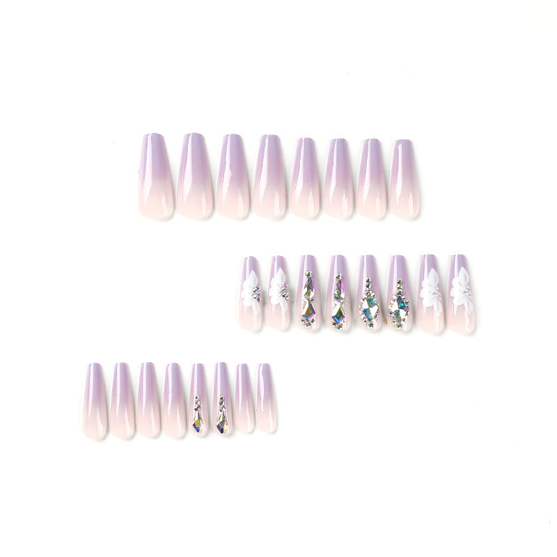 L29 LILAC PURPLE SRYSTAL LONG NAIL