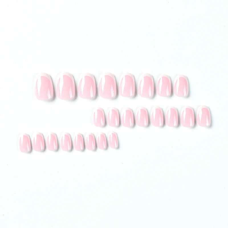 S31 FRENCH BABY PINK WHITE EDGE SHORT NAIL