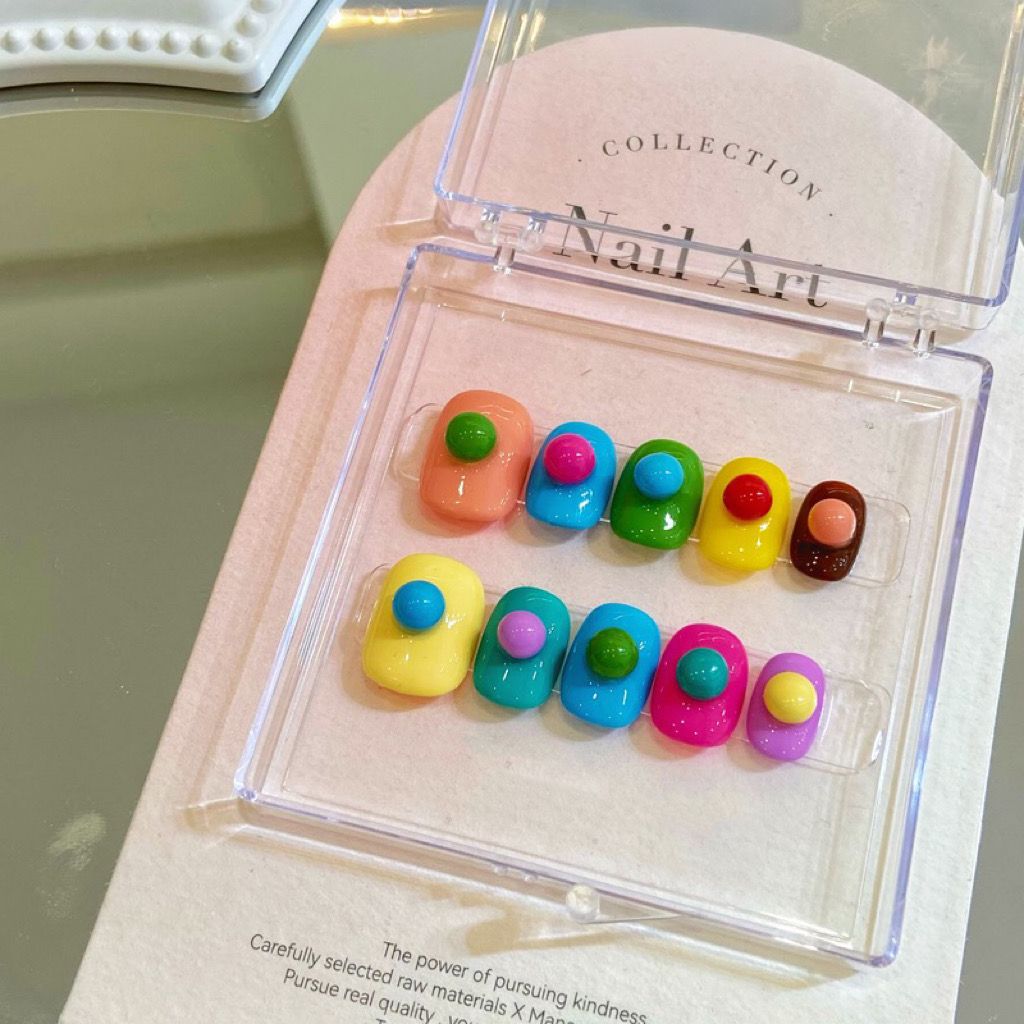 H150 LOVELY RAINBOW BEAN HANDMADE NAIL