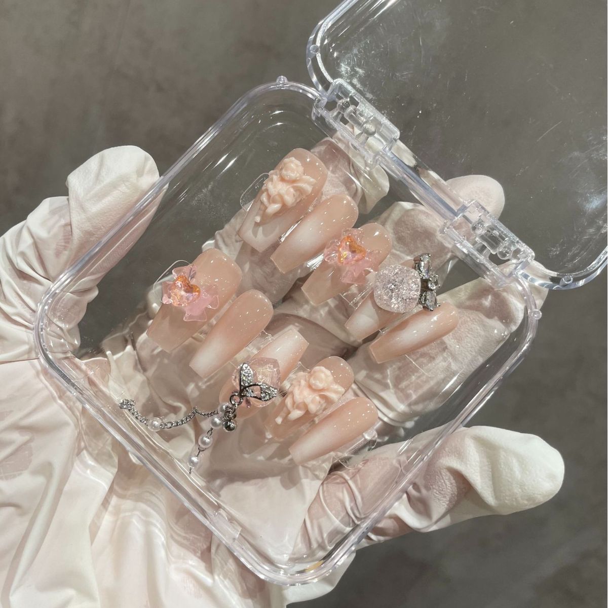 H209 PINK ANGEL CUPID HANDMADE NAIL