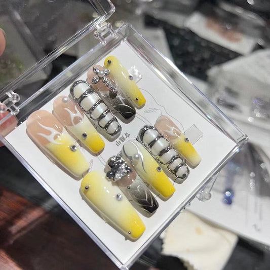 H182 FASHION LIQUID METAL HANDMADE NAIL