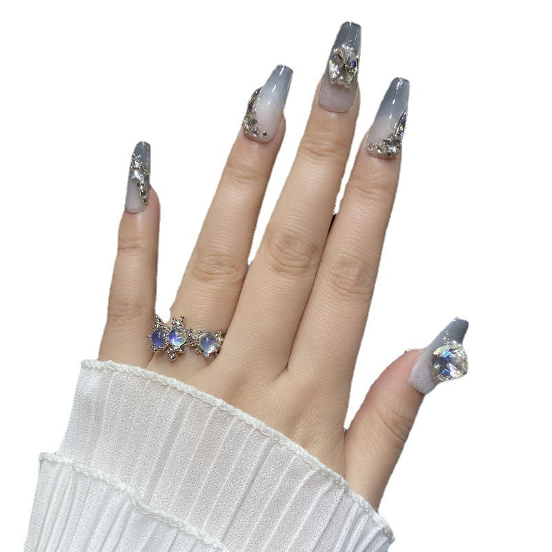 H22 DIAMOND ELEGANT WHITE TEMPERAMENT HANDMADE NAIL