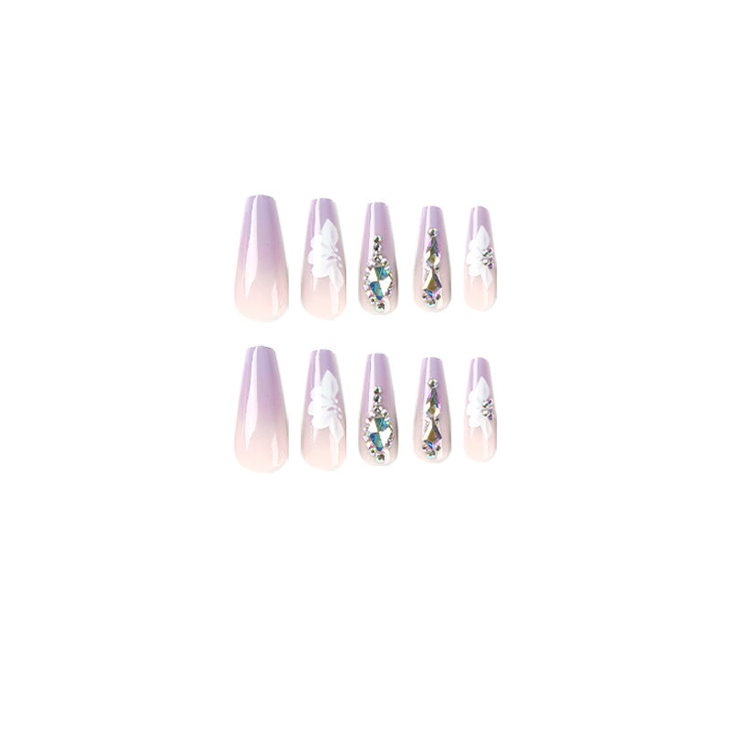 L29 LILAC PURPLE SRYSTAL LONG NAIL