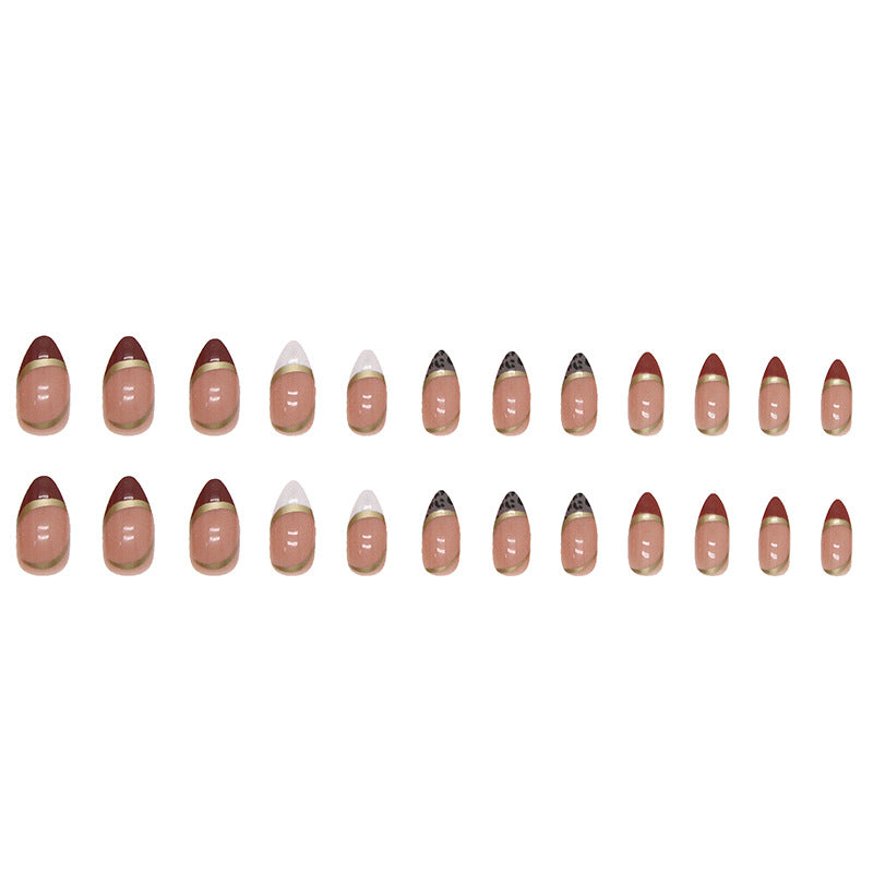 S16 PINK FRENCH LEAOPARD PRINT SHORT NAIL