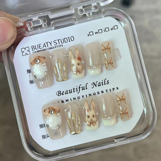 H151 LOVELY BUTTERFLY RABBIT HANDMADE NAIL