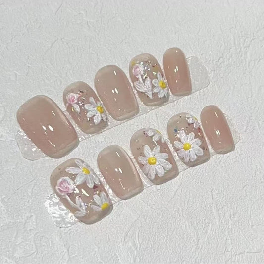 P11 Fresh Little Flower HANDMADE NAIL