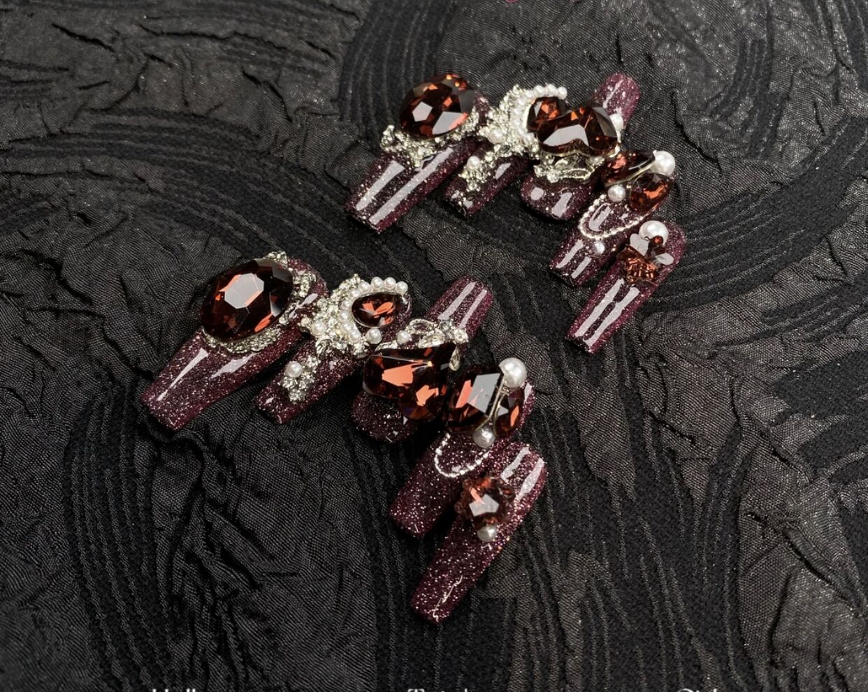 H342 Heavy Industry Purple Grape Red Agate HANDMADE NAIL