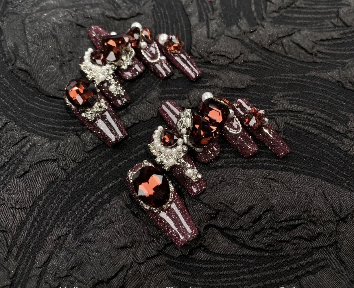 H342 Heavy Industry Purple Grape Red Agate HANDMADE NAIL