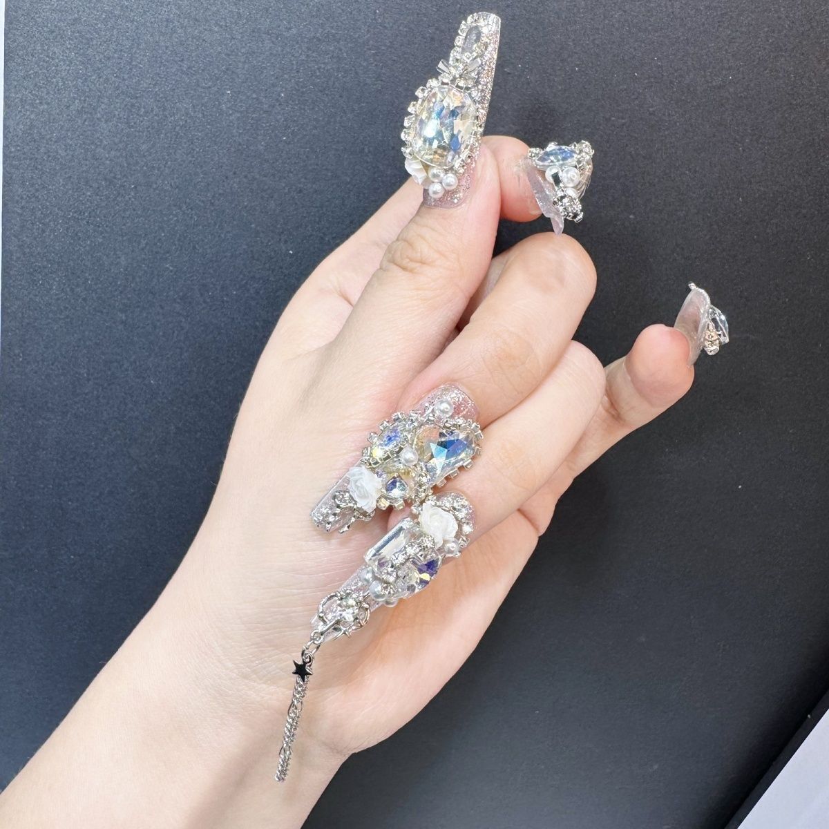 P3 Full Diamond Pigeon Protein Crystal HANDMADE NAIL